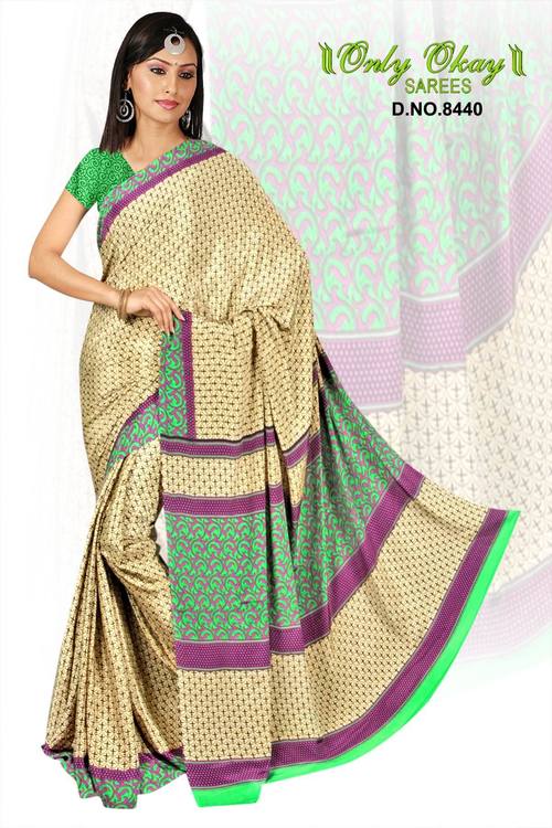 Printed Crape designing saree online