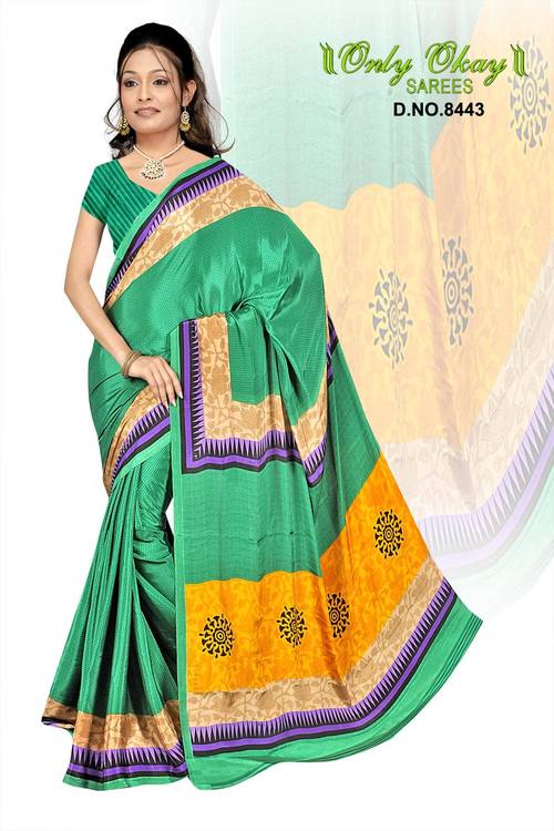 Printed Crape designing saris online