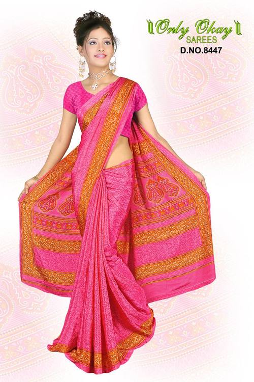 Printed Crape designer Saris