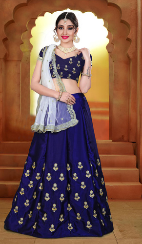A Designer Heavy Embroidered and Handwork Bride Mulbarry Lehenga