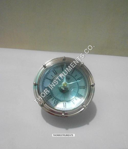 ARTSY NAUTICAL SILVER  PEPER WEIGHT  CLOCK