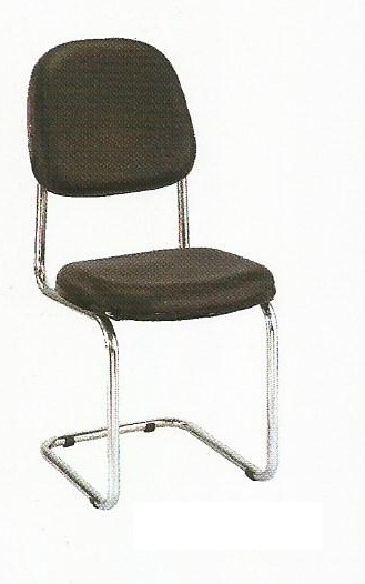 Visitor Chair - Leatherette Chrome Base, Black | Comfortable Seating, Durable Frame, Stylish Design
