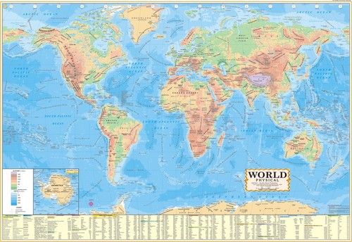 World Physical Map Manufacturer, World Physical Map Supplier, Delhi(NCR)