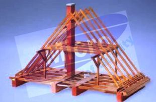 Collar Beam Truss Model - Wood, Variable Dimensions, Scale 1:100 | Strong Structure, Stable Design, Easy Assembly, Detailed Parts