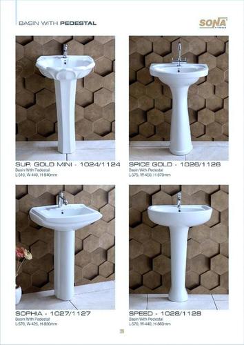 White & Ivory Full Pedestal Wash Basin