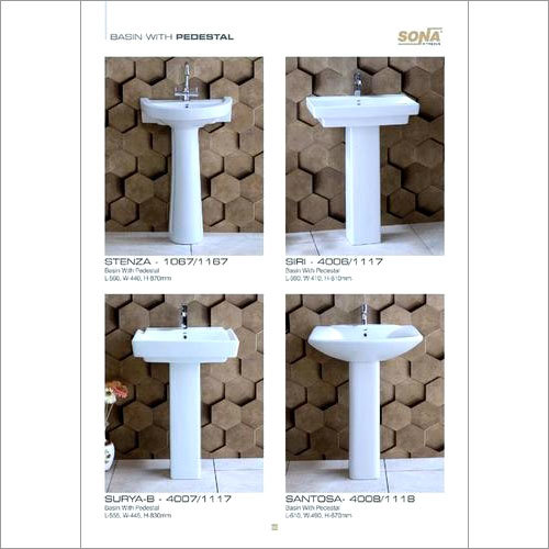 White & Ivory Bathroom Pedestal Basin