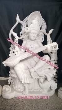 Saraswati white marble statue  
