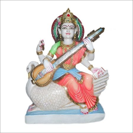 Eco-Friendly Saraswati Veena Wahine Marble Statue  