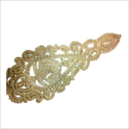 Butta Pach - Fabric Thread Embroidery, 12x6 Inches, Gold | Floral Design, Elegant Durable Material, Intricate Detail, Versatile Use