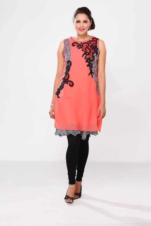 Peach Front Kurti