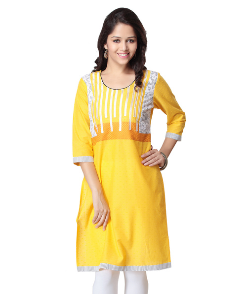 Yellow Main Kurti