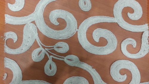Chinstich Work - Cotton, 44 Inches Wide, Orange | Elegant Design, Durable Fabric, Soft Texture, Versatile Use, Swirl Pattern