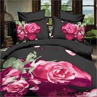 Flower Printed Bed Sheets - Polyester, Full Size | Soft Texture, Quick Dry, Tear Resistant, Mesmerizing Red And Black Designs
