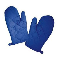 Oven Mitts - Cotton, 11x9 Inches, Blue | Heat Resistant 250Â°C, Durable, Easy Grip, Washable