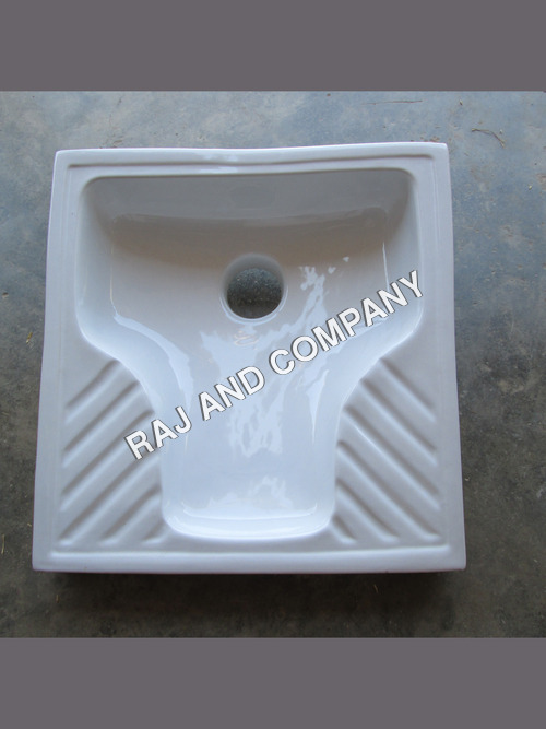 Indian Toilet Seat - Ceramic, 14x14 Inches, Glossy White Finish | Lightweight, Easy Installation, Stylish Design for Squatting Use