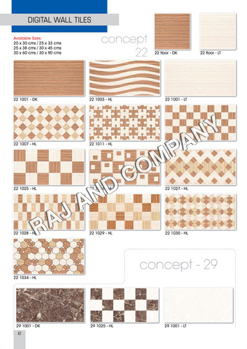 Digital Glossy Wall Tile Size: 20X30