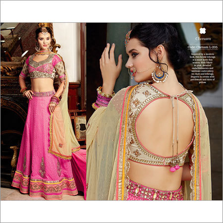ZARI WORK ENGAGEMENT LEHGA - Silk Blend, 54 Inches, Pink | Intricate Zari Embroidery, Elegant Design, Comfortable Fit