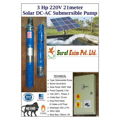 3Hp Solar Agriculture Pump - Material: Ss