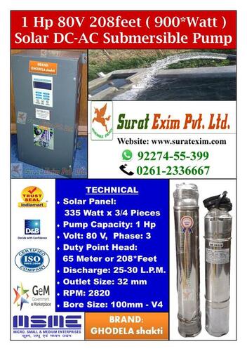 Steel 1Hp Solar Irrigation Pump