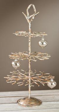 3 Tier Designer Tree - Metal, 18-24" Height, Silver | Elegant Design, Ornament Display, Space Saving