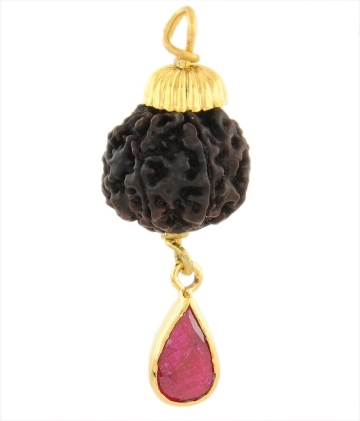 Seven Mukhi Rudraksha Ruby Gemstone Pendant