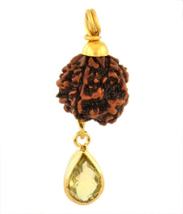 Citrine With 5 Mukhi Rudraksha Seed Pendant