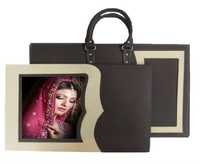 Pu Leather Brown Wedding Album Bag - Color: Black-beige