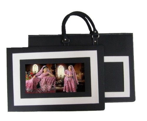Leather Printed Wedding Acrylic Album Cover Bag - Color: Black-White