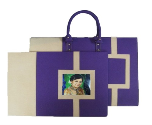 Leather Album Bag With Cover - Color: Voilet-Beige