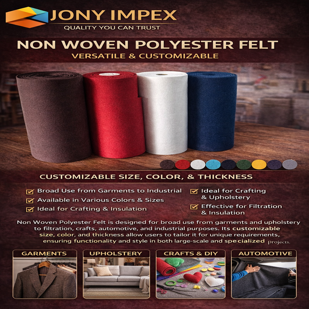 Non Woven Polyester Felt - 100% Polyester, 1.2 mm Thickness, Customizable Widths up to 200 cm, White, Soft Texture, Eco-Friendly, Tear Resistant, UV Durable
