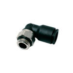3199 - Durable Plastic Male Stud Elbow BSPP Metric Thread, 20 Bar Pressure, -20 to +80°C, Vacuum 28" Hg, Fast Assembly, Compact Design, Full Air Flow
