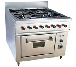 Four Burner range with Oven for hotel & restaurants