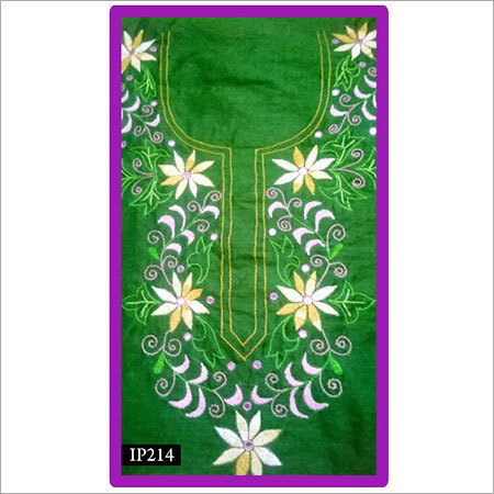 Hand Embroidered Ladies Kurti - Cotton, Medium, Green, 44 Inch Length | Floral Embroidery, Elegant Design, Comfortable Fit, Fine Stitching