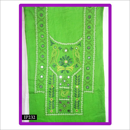 Parrot Green Kurti - Cotton, 44 Inches, Green | Hand-Stitched Embroidery, Boat Neck, Sleeveless, Traditional Patterns, Contemporary Style
