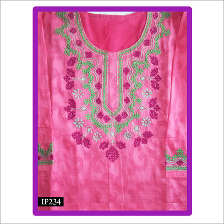 Women Pink Kurti - Cotton, Multiple Sizes, Embroidered | Stylish Design, Durable Fabric, Comfortable Fit, Shrink Resistant
