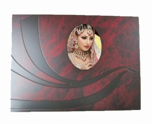 Rustic Wooden Photo Album Cover - Color: Maroon-Black