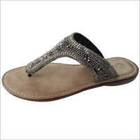 Ladies Embroidered Footwear - Embroidery Leather, Varied Sizes, Beige Color | Elegant Design, Stylish Look, Durable Material, Superior Comfort