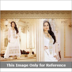 Embroidered Salwar Suits - Cotton Silk, 54 Inches, White | Elegant Design, Customizable Size, Durable Stitching, Comfortable Wear