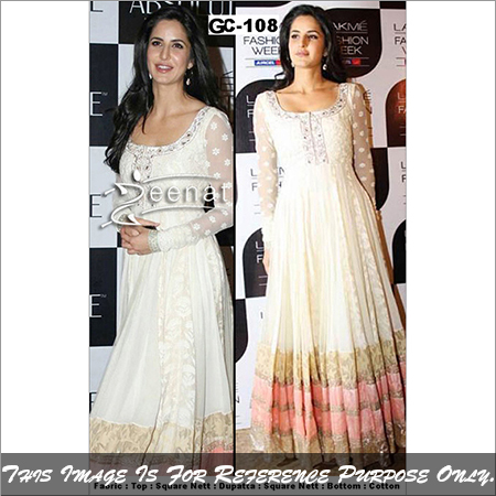 Gc-108 - Cotton Base Fabric White, Top-Net Fabric White Inner, Ultra Satin Fabric White Dupatta, Net Fabric White Bottom, Embroidered Laces | Breathable, Washable, Full Sleeves, Ethnic Indian Design, Suitable for Rainy, Spring, and Summer Seasons