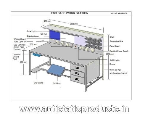 White And Silver Esd Office Workstation