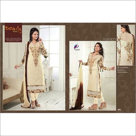 Majestic Cream Printed Designer Salwar Suit