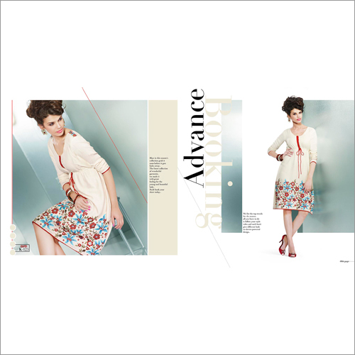 Ladies Kurtis - Cotton, Knee-Length, V-Neck, Slim Fit | Floral Pattern, Stylish Design, Comfortable Fit, Three-Quarter Sleeves
