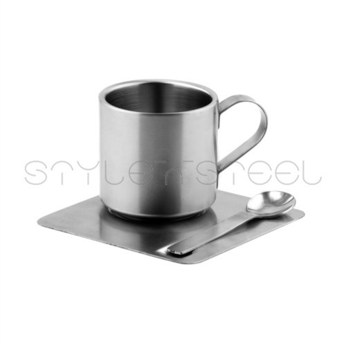 Double Wall Cup. Saucer & Spoon