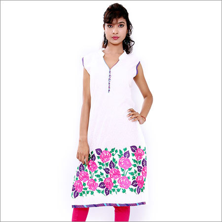 White Abstract Stylish Kurti