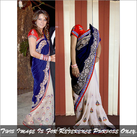 Ethnic Designer Fancy Saree Bollywood Replica Latest Stylish Sari - Silk Velvet Chiffon, Size 6.30, Color as Picture, Embroidered Elegance | All Season, Chic Short Sleeves, Washable, No Fade