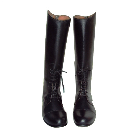 Black Long Boots - Leather, Knee-High, Black | Lace-Up, Stylish, Durable, Comfortable, Elegant, Rubber Sole