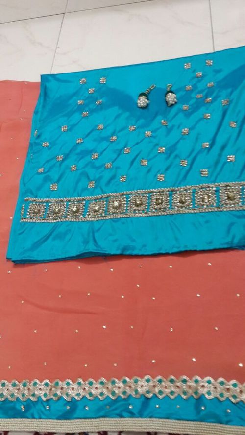 Designer Sarees - Silk, 5.5 Meters, Turquoise, With Blouse Piece | Elegant Design, Embroidery, Comfortable Perfect Fit
