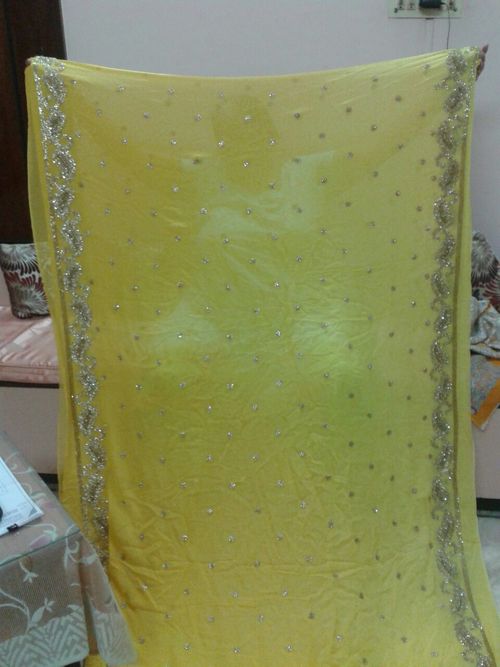 Designer Sarees - Silk 5.5m, Yellow with Blouse Piece | Hand Embroidery, Elegant Design, Luxurious Feel