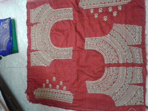 Designer Blouse Pieces - Silk Red Multiple Sizes | Handcrafted Embroidery Elegant Design Ready-to-Stitch