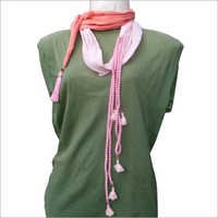 Scarf Necklace - Beads & Silk, 45x5 Cm, Pink | Comfortable Wear, Durable Material, Stylish Accessory, Trendy Look, Exquisite Patterns